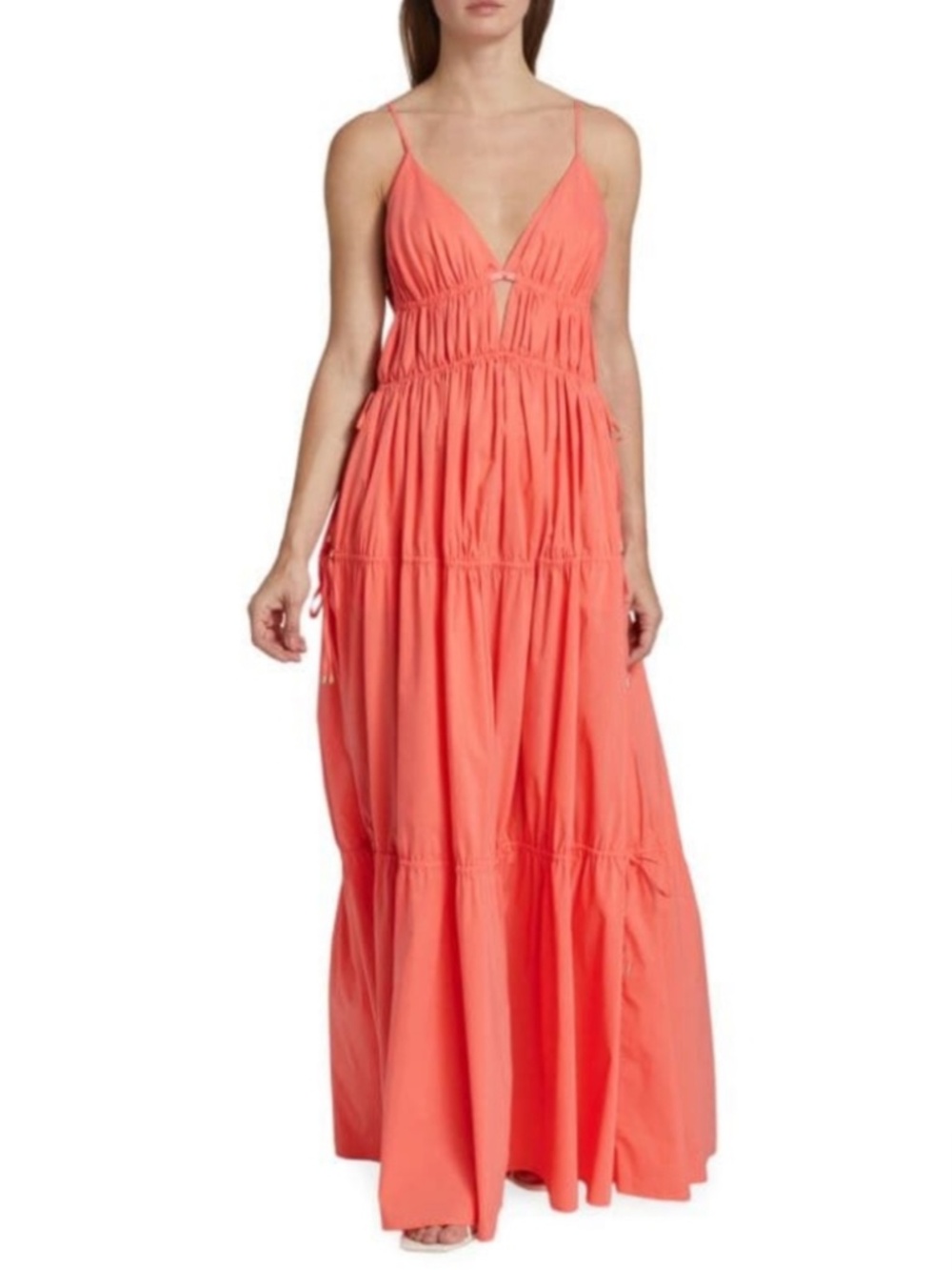 Nathan Simkhai Plunge Neckline Midi Dress Orange - XS
